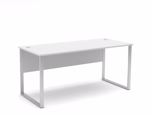 Schreibtisch - LB ca. 170x73 cm, Weiß, Silberfarben