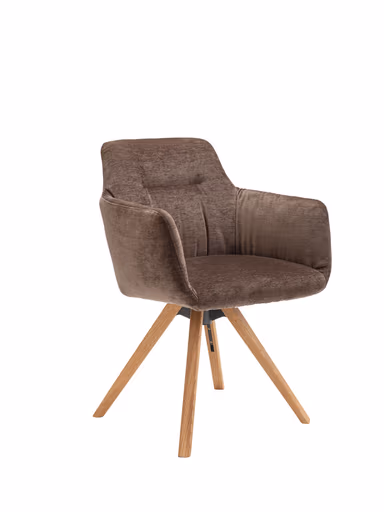 Armlehnstuhl Nashville - drehbar, Stoff, Dunkelbraun