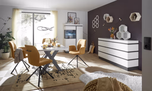 Stuhl MANOA - drehbar, Stoff, Senfgelb