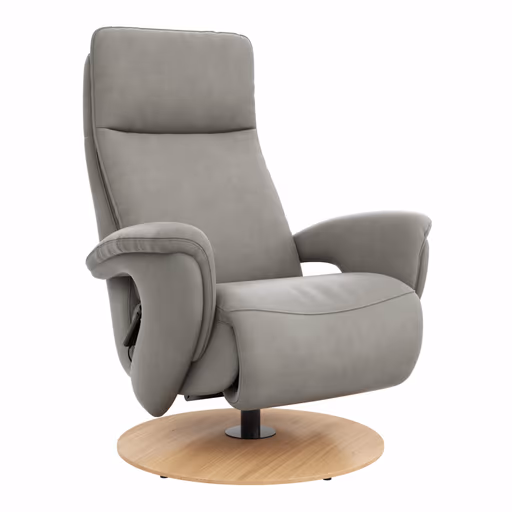 Sessel Tulsa Relax - Größe M, inkl. Fußteil/Rückenlehne verstellbar (motorisch), inkl. Kopfteilverstellung, Leder, Graubeige