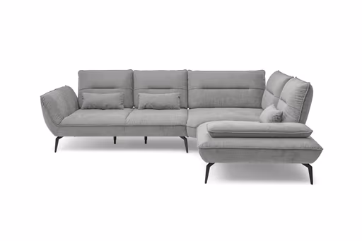 Ecksofa PAYTON - 2,5-Sitzer, Ecke rechts inkl. Rückenneigung, Armteilverstellung, Stoff, Silbergrau