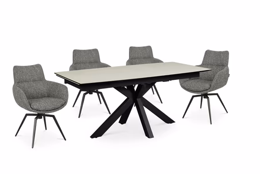 Armlehnstuhl MAXINE - drehbar, Stoff, Grau