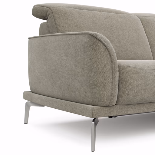 Ecksofa Amadena - 2-Sitzer mit Longchair rechts inkl. Relaxfunktion motorisch, Stoff, Limone