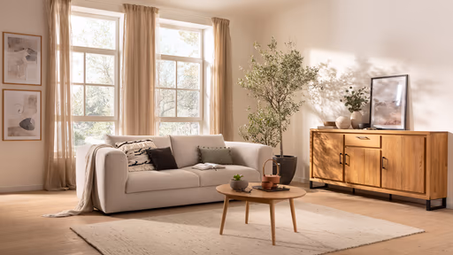 Sideboard Farmingdale light - Eiche massiv, natur geölt