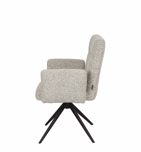 Armlehnstuhl MYLENE - drehbar, Stoff, Schwarz-Weiß