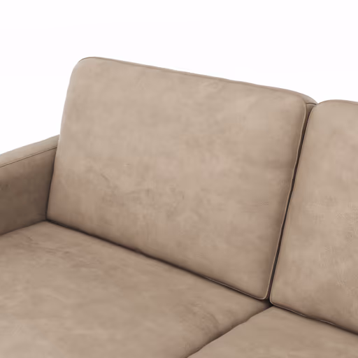 Ecksofa Enna - 3-Sitzer mit Longchair rechts, Armlehne A, Leder, Taupe