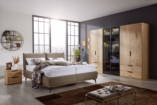 Polsterbett EM Samana - Liegefläche ca. 180x200 cm, Stoff, braun