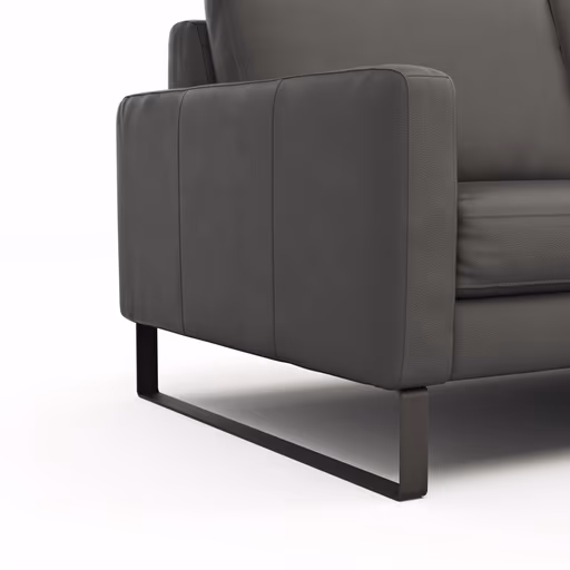 Sofa Enna - 3-Sitzer, Leder, Anthrazit