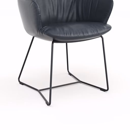 Armlehnstuhl Pegara - Leder, Dunkelblau