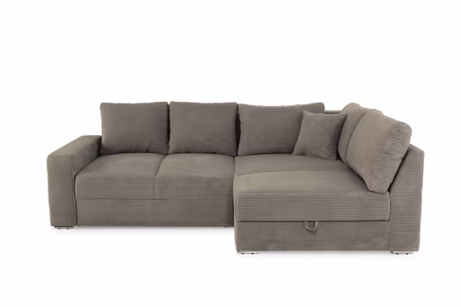Ecksofa JANIS - 2,5-Sitzer, Ecke rechts inkl. Schlaffunktion, Stoff, Taupe