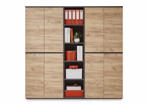 Aktenschrank GRIFFIN - B ca. 80 cm, Graphit, Eiche Nachbildung