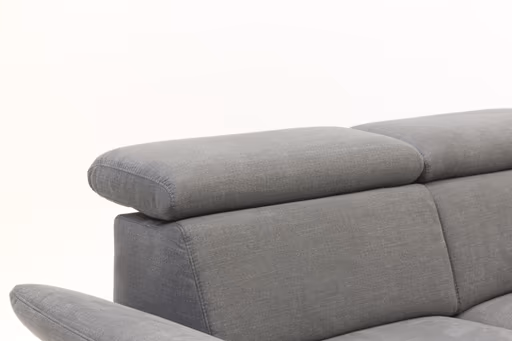Ecksofa - 2,5-Sitzer mit  Ecke rechts, Kopfstütze/Armlehne verstellbar (manuell), Webstoff, Dunkelgrau