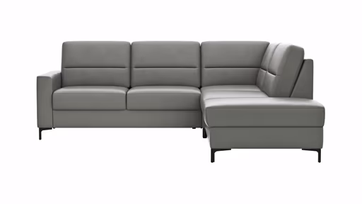Ecksofa Merlos H. - 2,5-Sitzer mit Ecke rechts, Leder, Graubraun