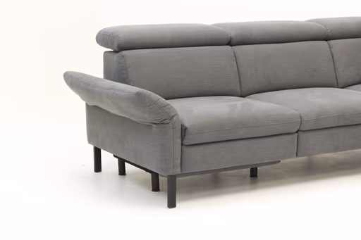 Ecksofa - 2,5-Sitzer mit  Ecke rechts, Kopfstütze/Armlehne verstellbar (manuell), Webstoff, Dunkelgrau