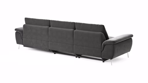 Ecksofa Gotera - 1,5-Sitzer med. + 1,5-Sitzer med. mit Longchair rechts inkl. Rückenlehne verstellbar, Stoff, Anthrazit