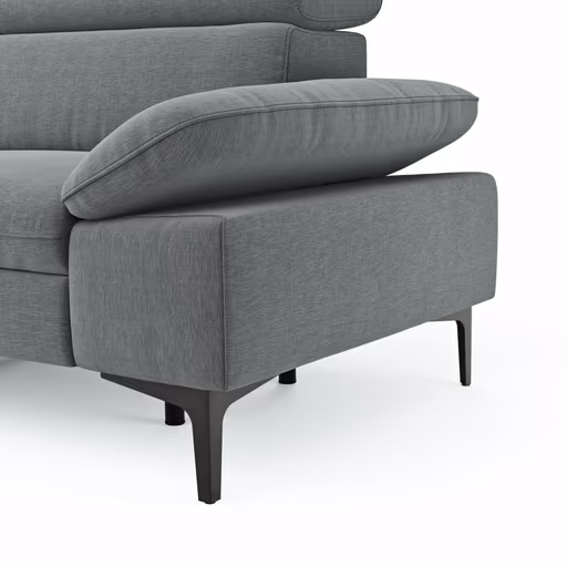 Ecksofa Felipa - Ecke links mit 2,5-Sitzer inkl. Armlehne verstellbar und Rückenlehne/Sitztiefe verstellbar (motorisch), Stoff, Grau
