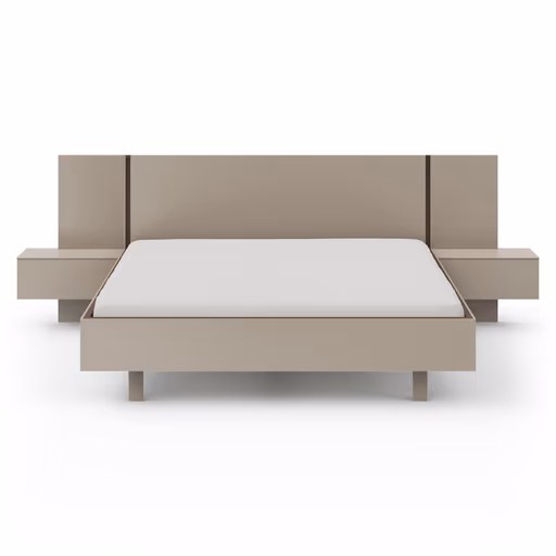 Bettanlage Matera - Liegefläche ca. 180x200 cm, Lack, Muschelgrau, Wildeiche, Coffee