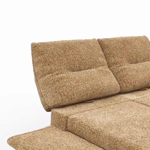 Sofa Lucero 2.0 - 2-Sitzer inkl. Drehsitz, Rollout-Armlehne und Sitztiefe verstellbar, Stoff, Cognac