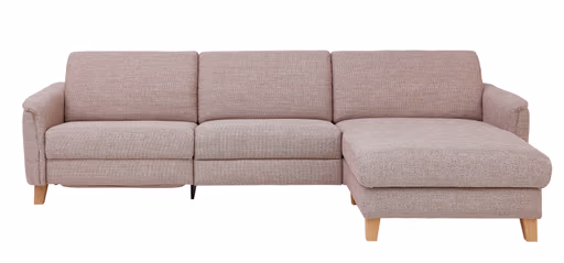Ecksofa Mendoza - 2,5-Sitzer mit Longchair rechts, Bettkasten, Stoff, Bordeaux