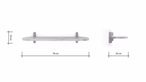Wandregal Signe - B ca. 78 cm, Asteiche massiv, Geölt