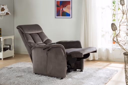 TV-Sessel - Aufstehhilfe, Relaxfunktion, Kopfteilverstellung, Stoff, Grau