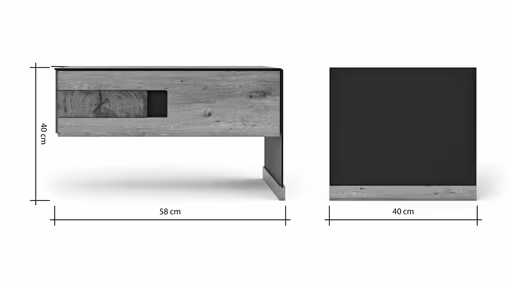 Nachtkonsole Baltimore - Rechts, Wildeiche massiv, Metall