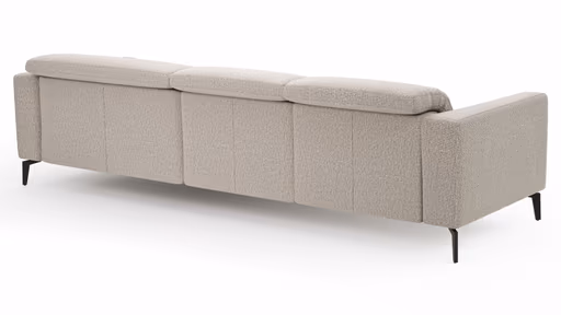 Ecksofa Rafaela 2.0 - 2,5-Sitzer mit Longchair rechts inkl. Sitzvorzug, Kopteilverstellung motorisch und Relaxfunktion motorisch im Longchair, Stoff, Champagner