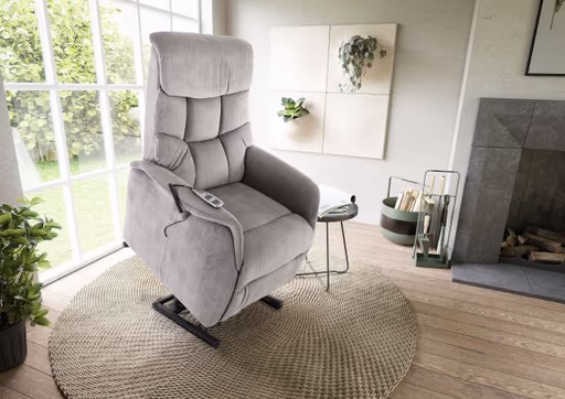 TV-Sessel - Aufstehhilfe, Relaxfunktion, Stoff, Grau