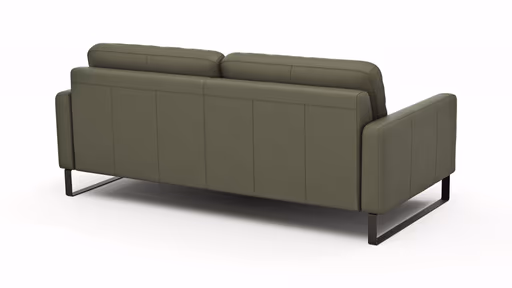 Sofa Enna - 3,5-Sitzer, Armlehne A, Leder, Olive, Kufe, Schwarz