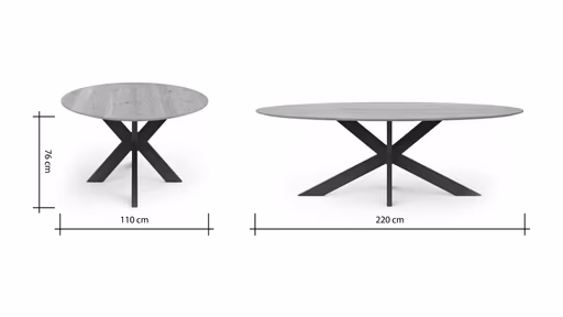 Esstisch Phoenix - LB ca. 220x110 cm, Eiche massiv, oval