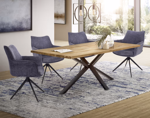 Armlehnstuhl MAIKE - drehbar, Stoff, Marine