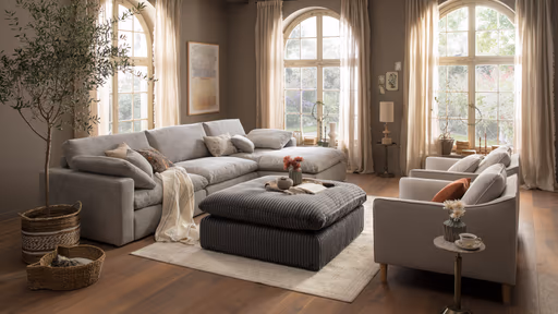 Hocker Palmdale - LB ca. 115x115 cm, Stoff, Grau