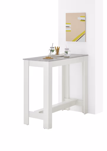 Bartisch - LB ca. 115x50 cm, Betonoptik, Weiß