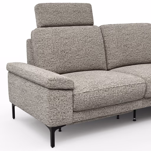 Ecksofa Matero - 2-Sitzer mit Ecke rechts inkl. Relaxfunktion motorisch und Sitzvorzug, Stoff, Graubeige