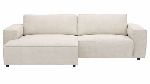 Ecksofa Lilaia - Chaise Longue XL mit 1,5-Sitzer XL rechts, Stoff, Creme
