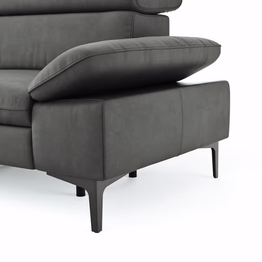 Ecksofa Felipa - Ecke links mit 2,5-Sitzer inkl. Armlehne verstellbar und Rückenlehne/Sitztiefe verstellbar (motorisch), Leder, Grau