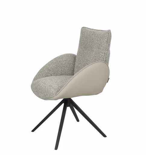 Armlehnstuhl MAURA - drehbar, Stoff, Silberfarben, Latte Macchiato