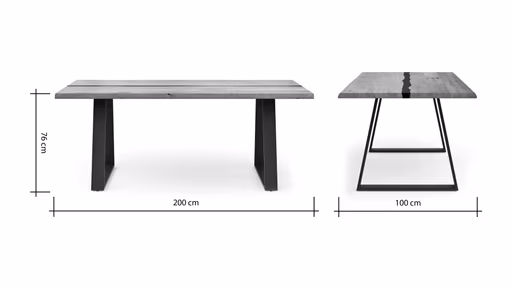 Esstisch Kima - LB ca. 200x100 cm, Wildeiche massiv mit Epoxid-Harz