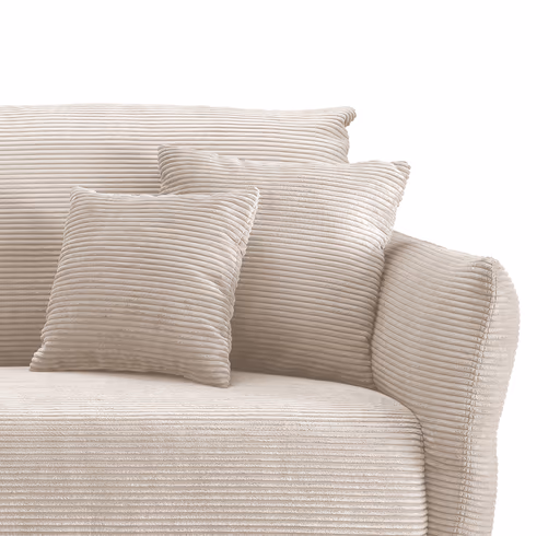 Ecksofa - 2-Sitzer, Ecke rechts inkl. 2 verstellbar Armlehnen, Stoff, Beige