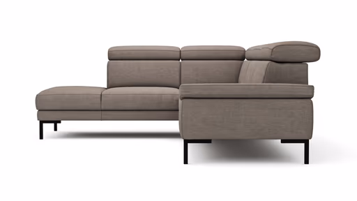 Ecksofa Hudson - Ecke links, 2,5-Sitzer, inkl. Kopfteil verstellbar, Stoff, Khaki