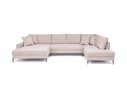 Wohnlandschaft - Longchair links, 2-Sitzer, Ecke rechts, Stoff, Rosa