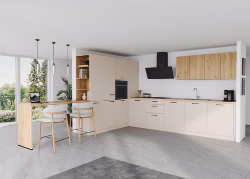 Wohnküche 52.180 1 523, Sandgrau matt