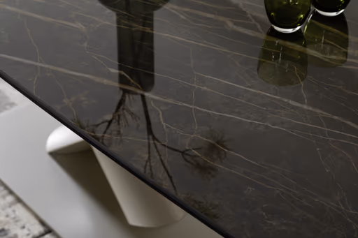 Esstisch Savona - LB ca. 280x100 cm, Fix, Keramik, Schwarz, Bootsform