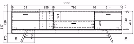 TV-Lowboard - B ca. 216 cm, Alpinweiß, Coast Evoke Eiche Nachbildung, Weiß Hochglanz