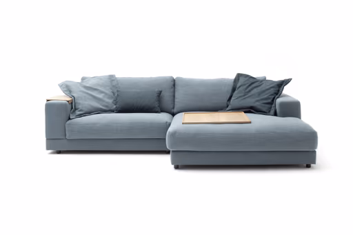 Ecksofa Juni - 1,5-Sitzer mit Longchair rechts, Stoff, Petrol