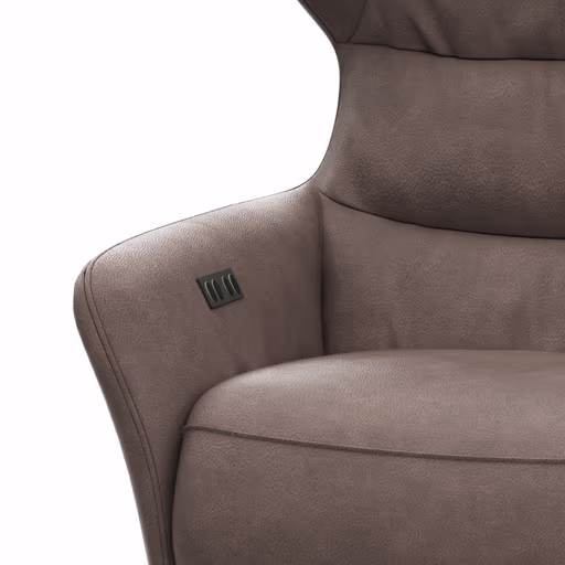 Drehsessel Houston Relax - Größe M, inkl. Relaxfunktion (motorisch), Aufstehhilfe und Kopfstütze, Leder, Dunkelbraun