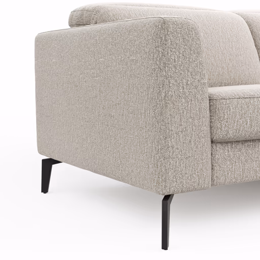 Ecksofa Rafaela 2.0 - 2,5-Sitzer mit Longchair rechts inkl. Sitzvorzug, Kopteilverstellung motorisch und Relaxfunktion motorisch im Longchair, Stoff, Champagner