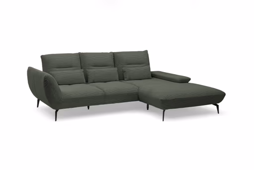 Ecksofa PAYTON - 2-Sitzer, Ecke rechts inkl.Rückenneigung, Armteilverstellung, Stoff, Olive
