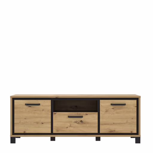 TV-Unterschrank FARIDA - Eiche Dekor, Schwarz