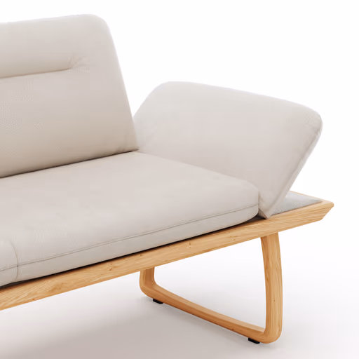 Bank Kamari - Breite ca. 208cm, Seitenteile verstellbar, Leder, Kitt